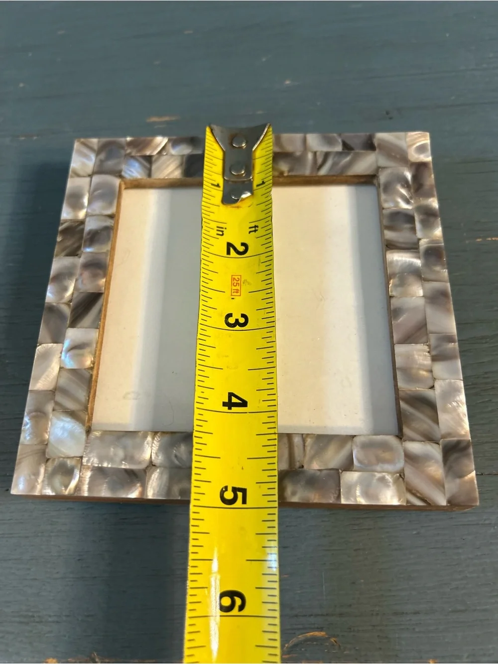 Sicura Mother of Pearl Square Photo Frame - Neutral Tones 5 x 5 Inches - New